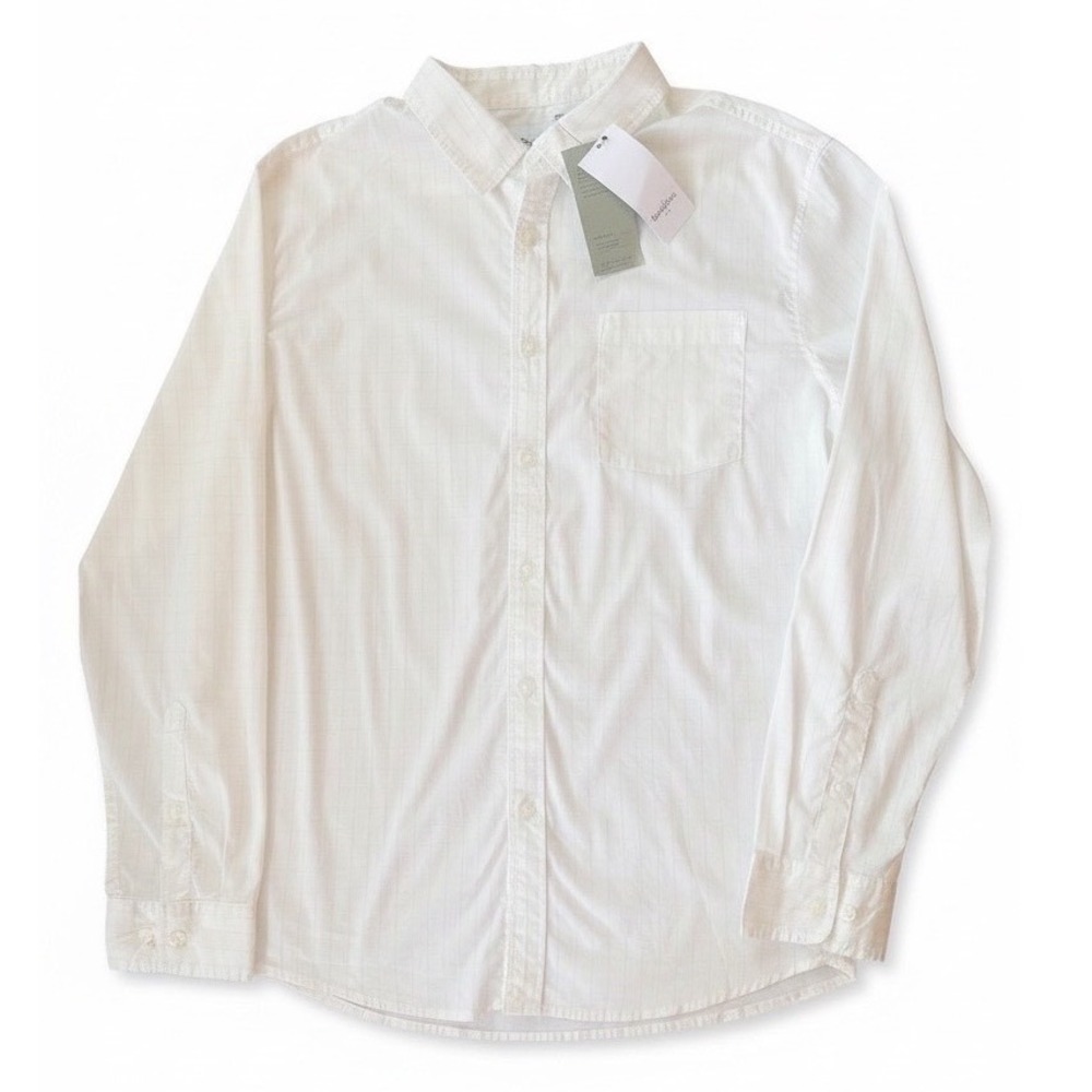 Goodfellow & Co Men's Button-Down Shirt White Pinstripe Long Sleeve Size XL